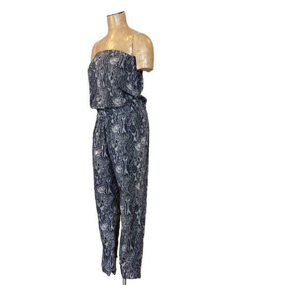 Express Snake Print Strapless Jumpsuit Pockets XS #296J - Picture 5 of 8
